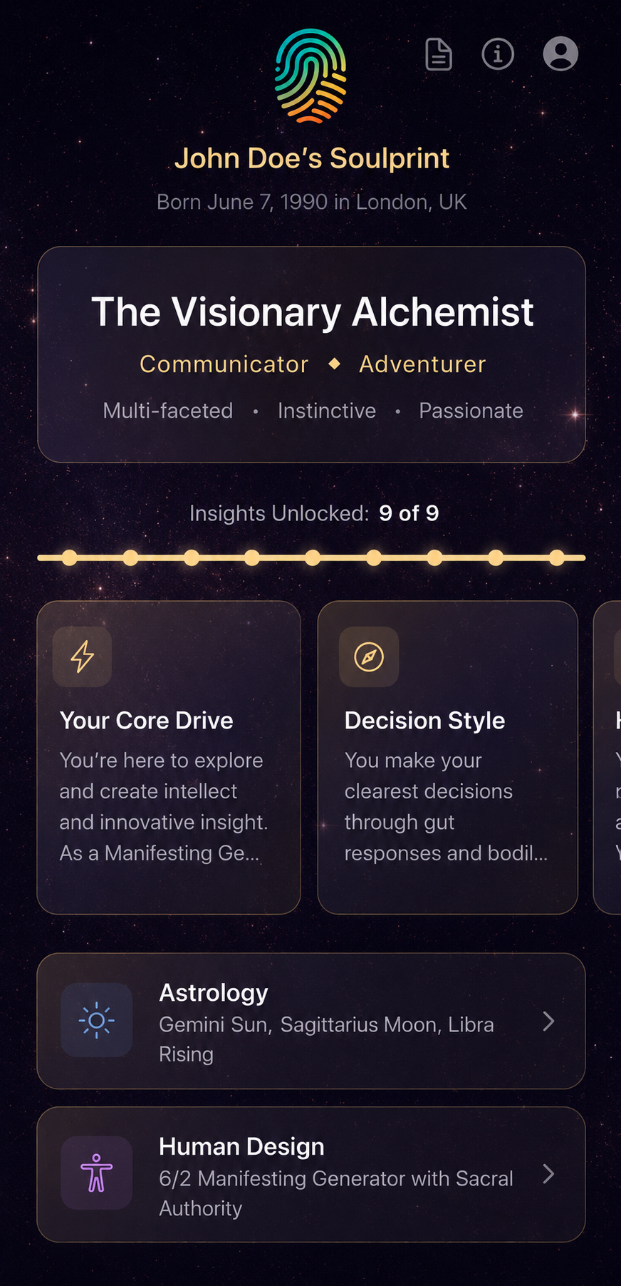 The Atlas Within app showing a Soulprint